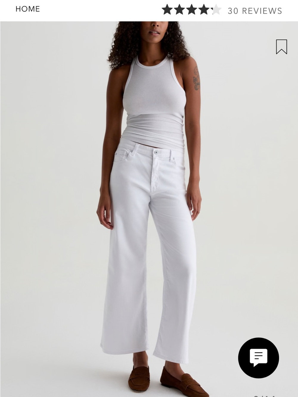 AG Wide Leg White crop Jeans